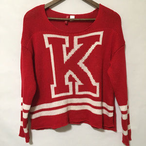 Divided Red Knitted Sweater XS Size
